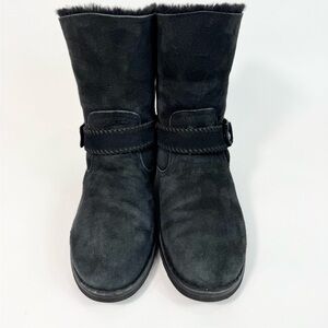 UGG Cedric Women’s Black Sheepskin Biker Boots #1012360 - Size 10